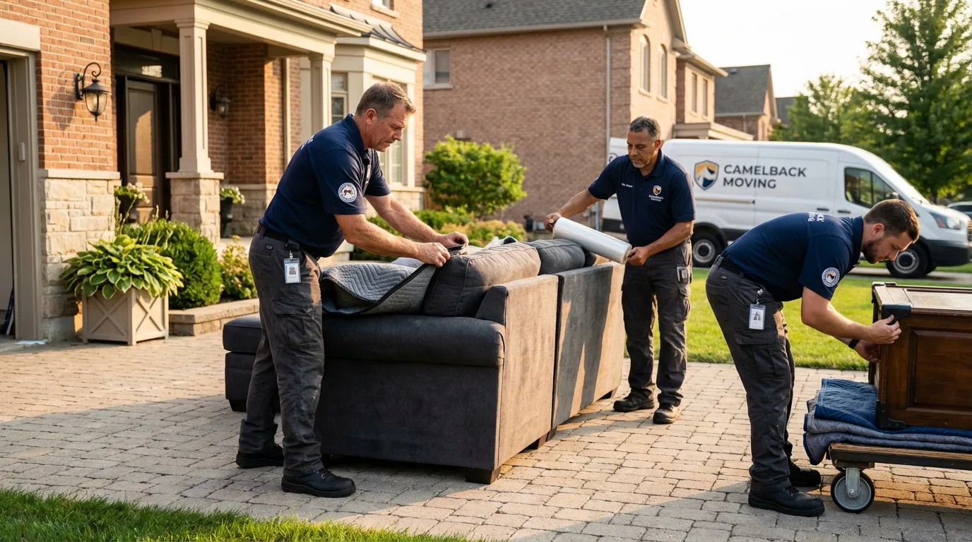 Large estate moving crew wrapping furniture in Kingston, IL